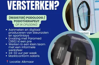 Vacature: (Register) podoloog / podotherapeut
